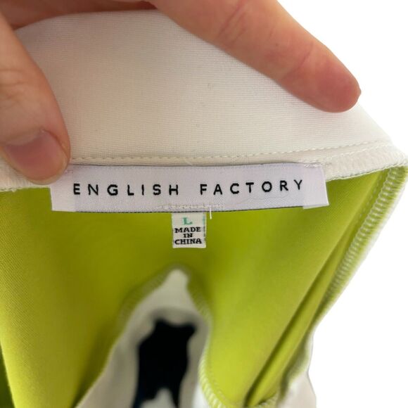 English Factory Green Blue White Striped Mini Skirt Women's Size Large - Picture 5 of 7